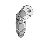 Adustable 45° elbow coupling with sealing cone combination fitting - Thread: metric fine thread, cylindrical, Form E, sealed by profiled sealing ring PEFLEX